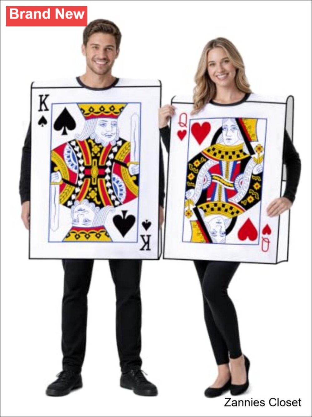 👻 King & Queen Playing Card Couples Halloween Costume Set Adult Funny Matching